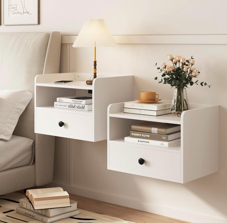 image for 1x Bedside Table Wall Mount With Charging Station.