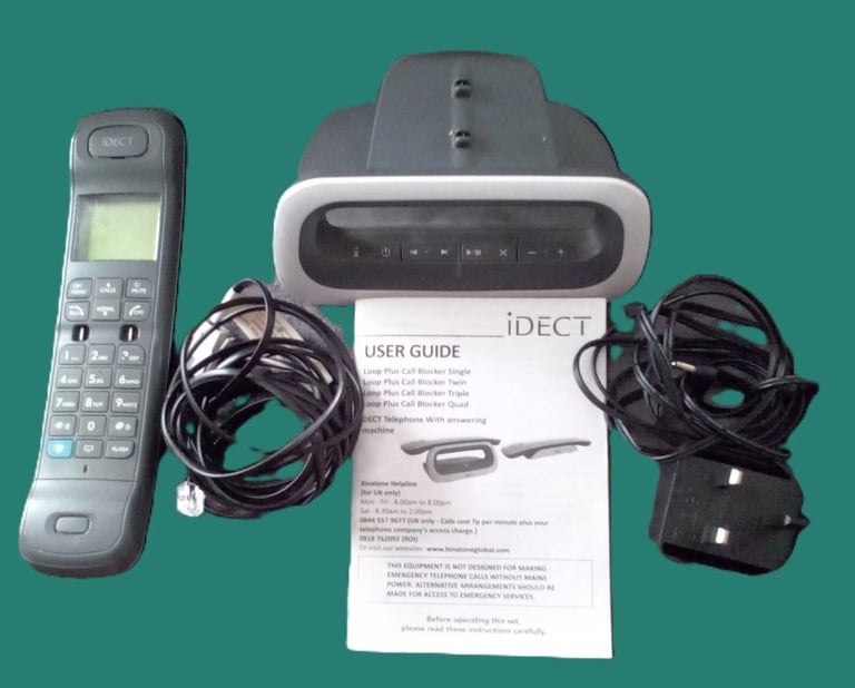White iDECT Cordless Single Telephone with Answering Machine.For spares or repairs. POST OR COLLECT!