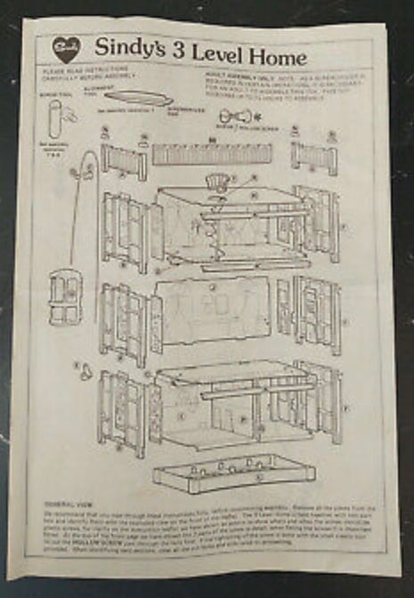 VINTAGE 1970s PEDIGREE SINDY’S 3 LEVEL HOUSE & BOX, INSTRUCTIONS, HTF