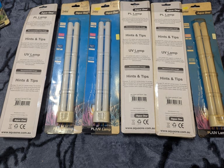 Aquarium light aqua one PL/UV 11w/18w/24w lamp, 2/4 pin fittings 