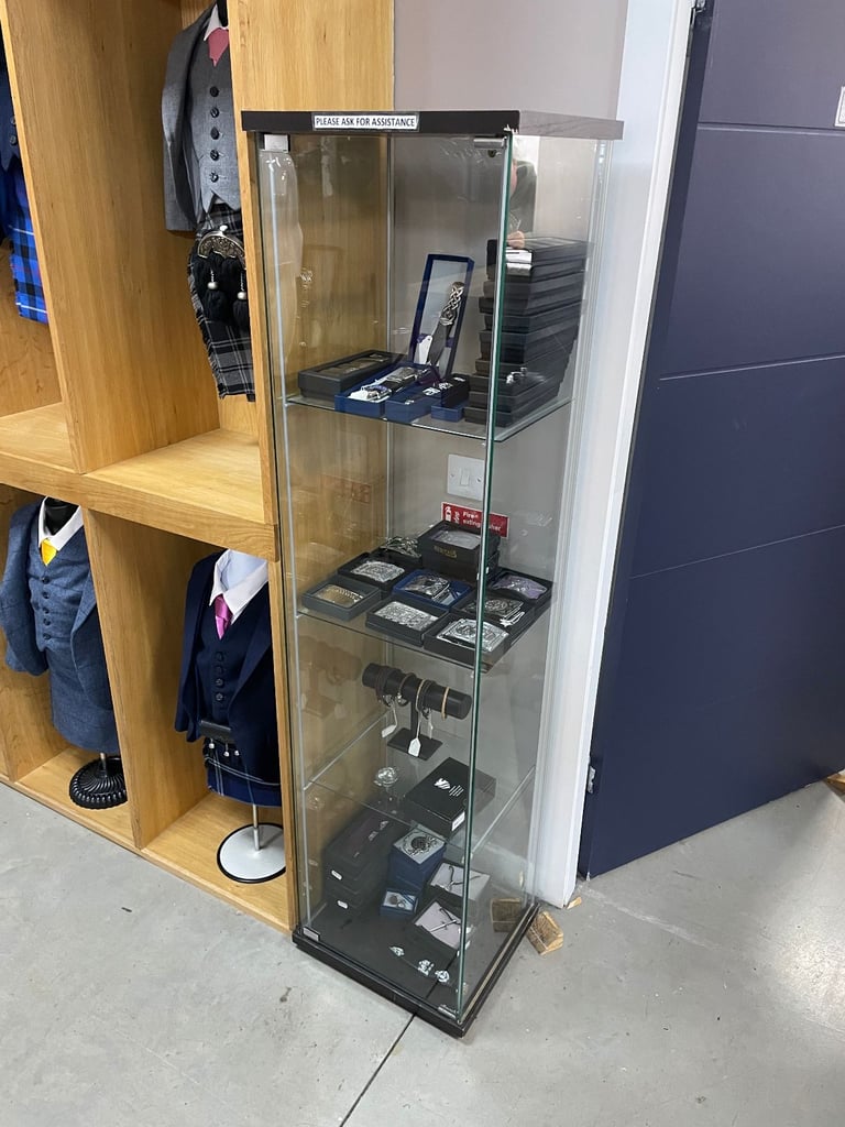 Tall Glass Cabinet 42x162x42cm 3 Shelves | Shop Display Jewellery