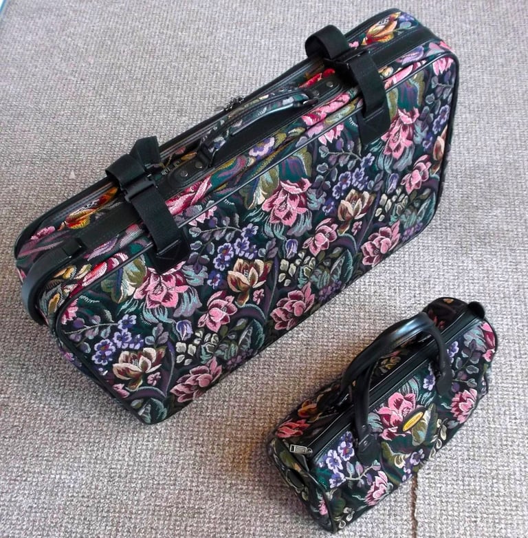 image for Large Jane Shilton Vintage Tapestry Suitcase with Matching Holdall