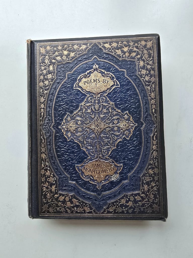 image for 1840 Antique Victorian Poems of James  Montgomery Book w/ Illustrations Beautiful Cover