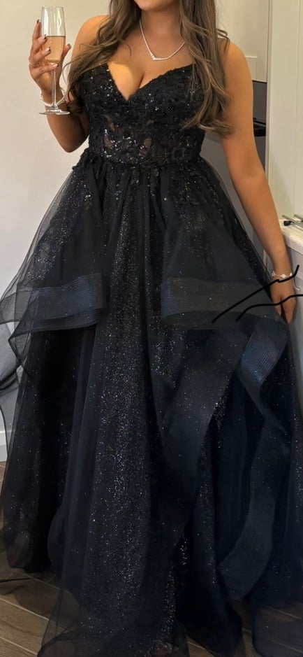 Formal, Prom, Debs Evening Black Ball Gown Dress 