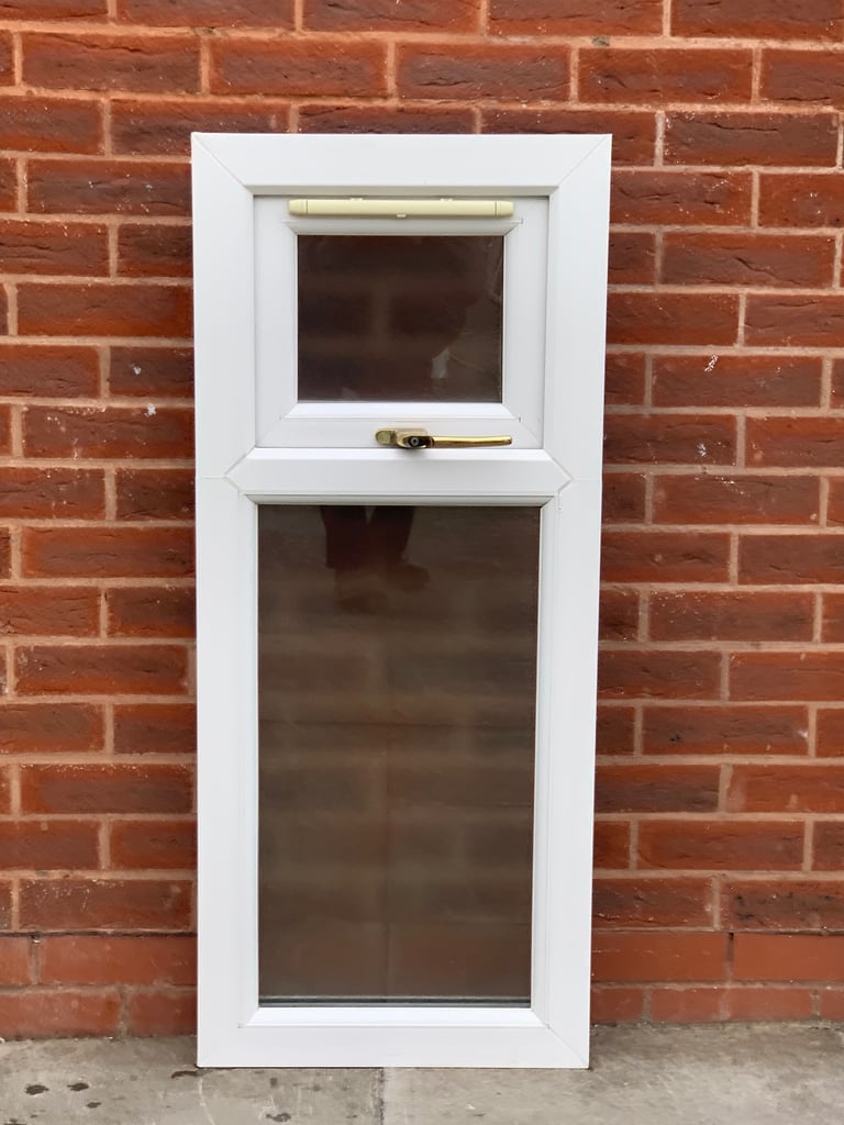 UPVC DOUBLE GLAZED BATHROOM WINDOW WITH TOP OPENER 48.5cm WIDE 113.5cm HIGH