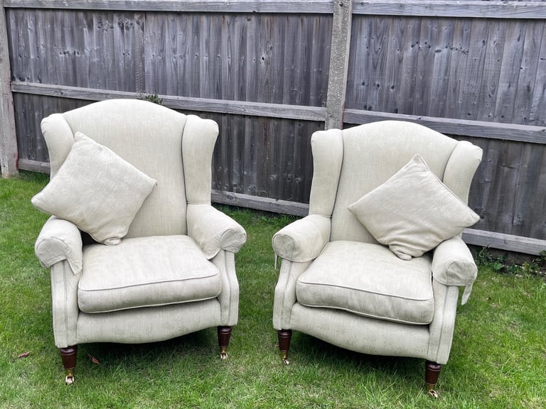 Laura Ashley 2 Seater Sofa 2 Wingback Chairs & Storage Footstool Possible Delivery 