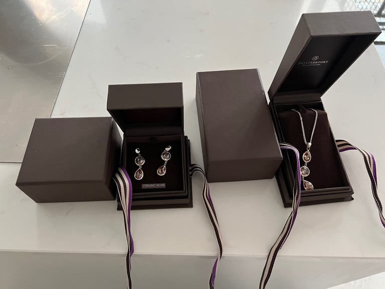 image for Silver jewellery earrings and necklace set