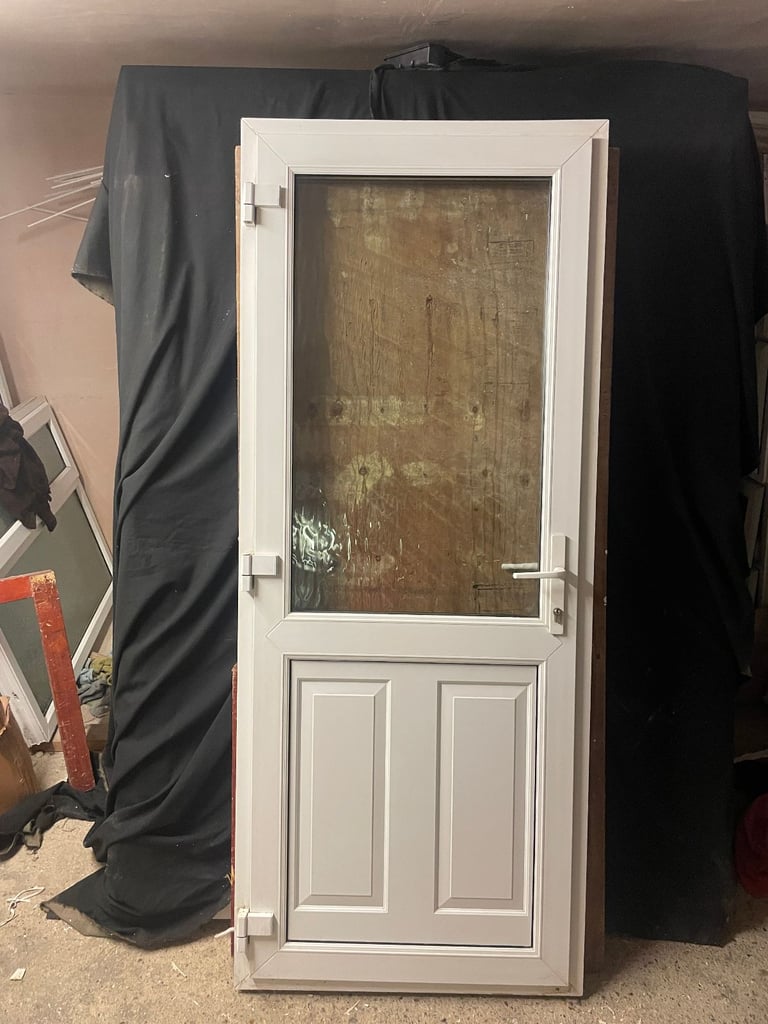image for UPVC DOOR 203 x 83 cm - BEAUTIFUL UPVC DOUBLE GLAZED DOOR - OBSCURE GLASS (REF: DX184)
