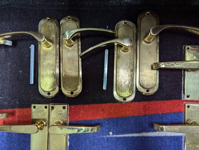 Brass coloured interia door handles