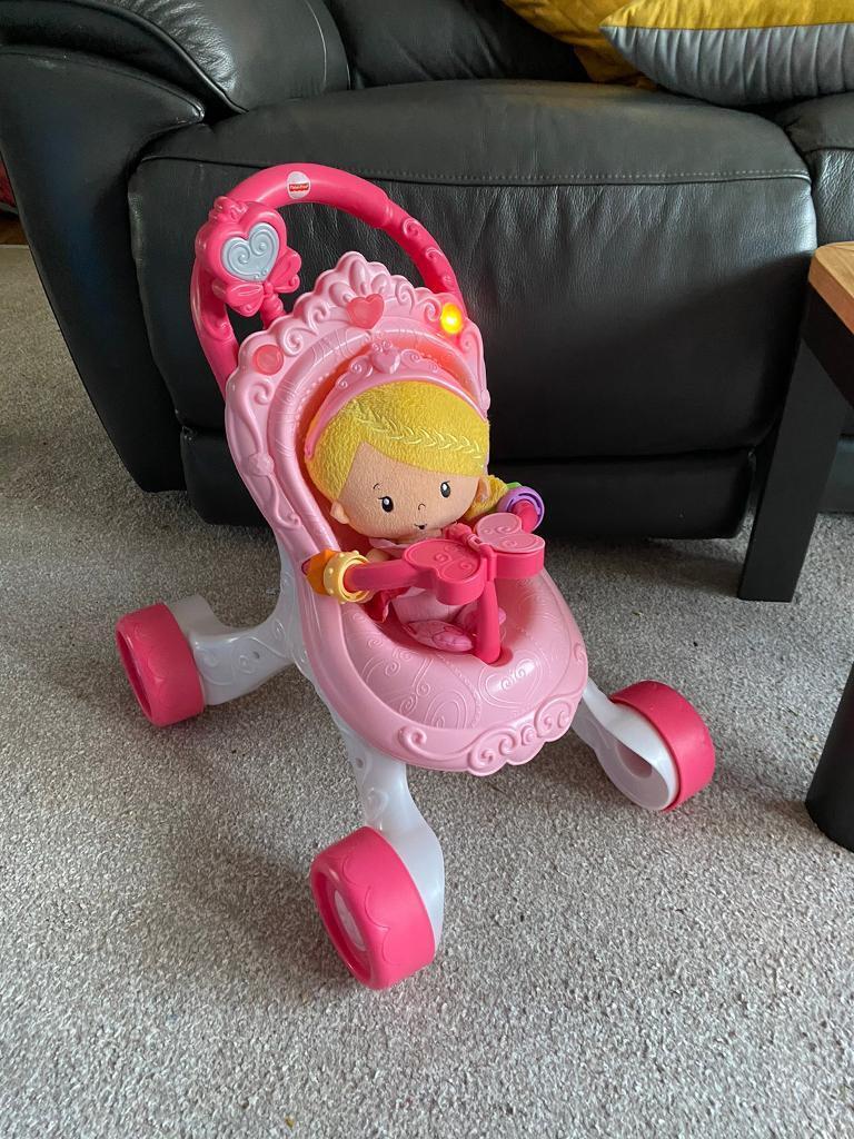 Fisher price princess doll and pram musical baby walker
