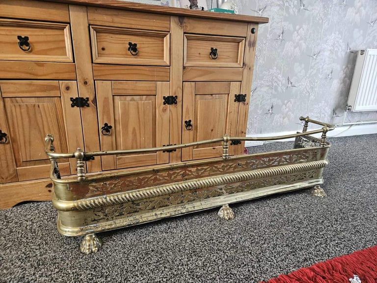 image for 19th century brass fender fire surround