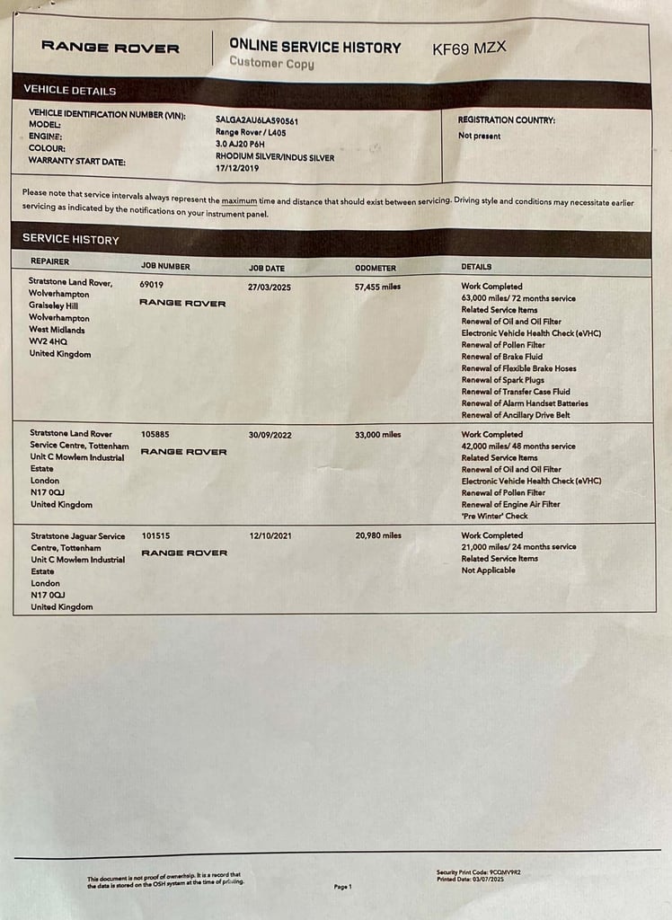 2019 Land Rover Range Rover 3.0 P400 MHEV Vogue SE Auto 4WD Euro 6 (s/s) 5dr ESTATE Petrol Automatic