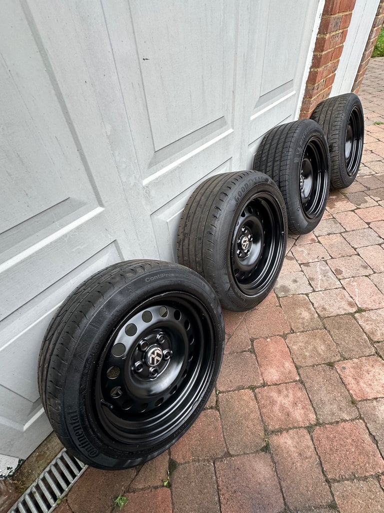 🌟Volkswagen 16” Banded Steels 5x112 With Excellent Tyres Front 195/55/16 Rear 205/55/16 VAG