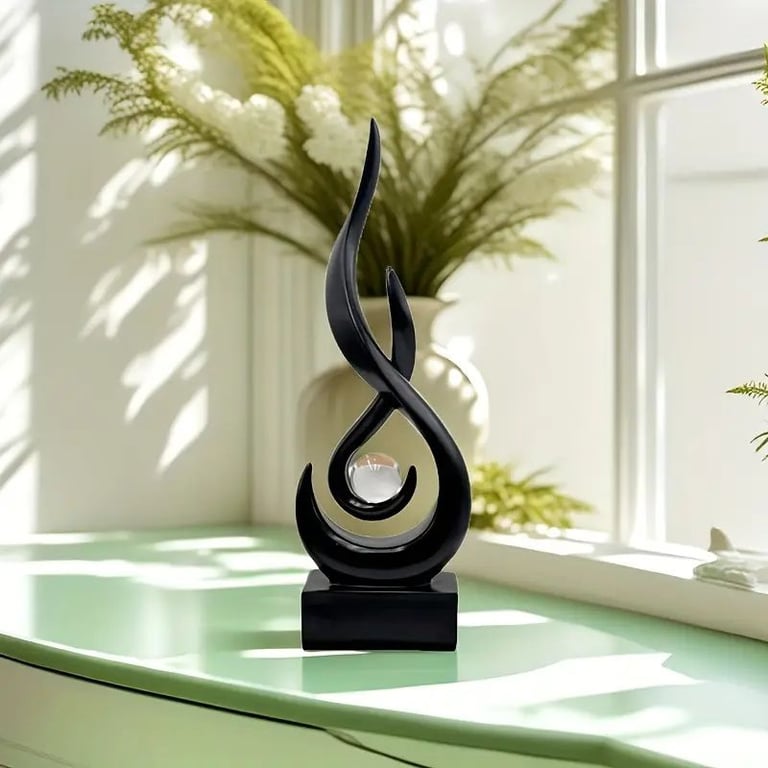 💫 Elegant Black Flame Resin ~ Living Room Decoration