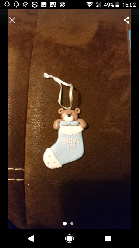 Boys first Christmas hanging tree decorations