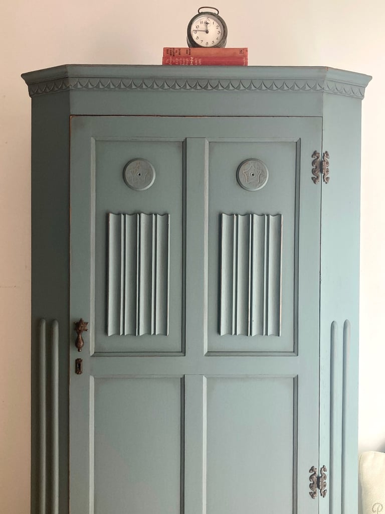 Vintage Hand Painted Shabby Chic Wardrobe Hall Cupboard FREE DELIVERY
