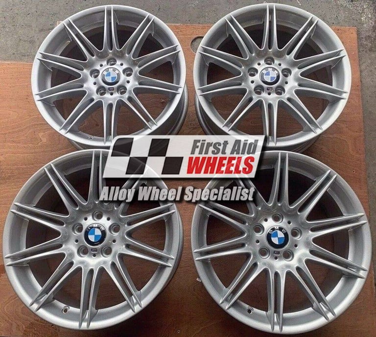 4X 19'' GENUINE BMW STYLE 225M MV4 SILVER REFURBISHED 8J ALLOY WHEELS S524SF4