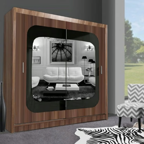 Brand New - Chelsea Mirror Sliding Door Wardrobe - Walnut- SAME/NEXT DAY DELIVERY