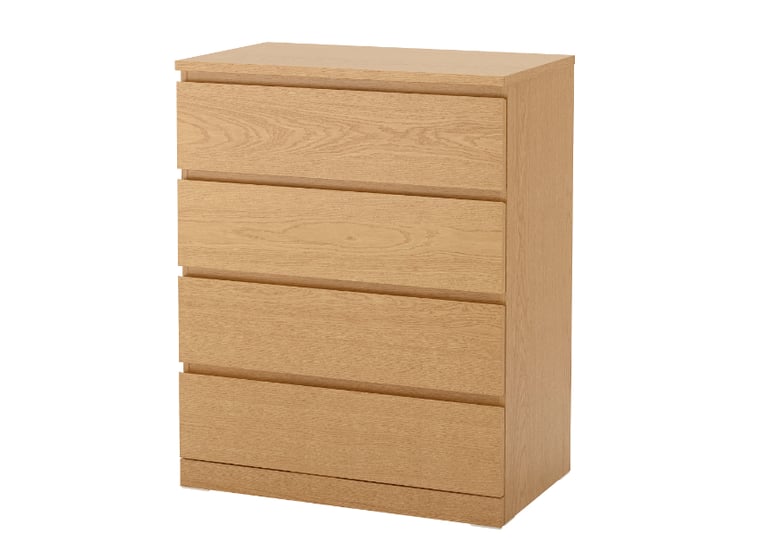 I can deliver - Used but great condition IKEA MALM Chest of 4 Drawers in Oak