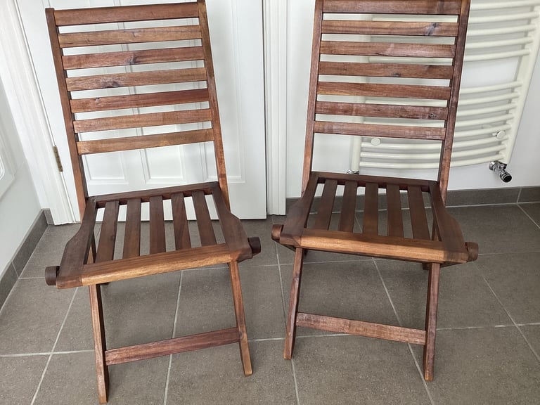 Two Hardwood garden chairs