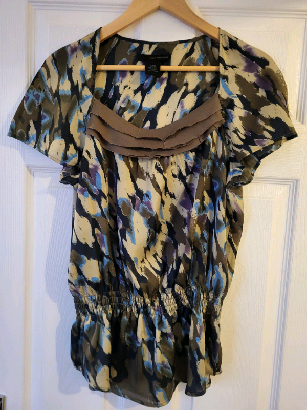 CK Silk Feel Short Sleeve Blouse - Multicoloured 