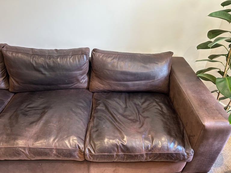Large Brown Leather Raft ‘Manhatten’ Sofa