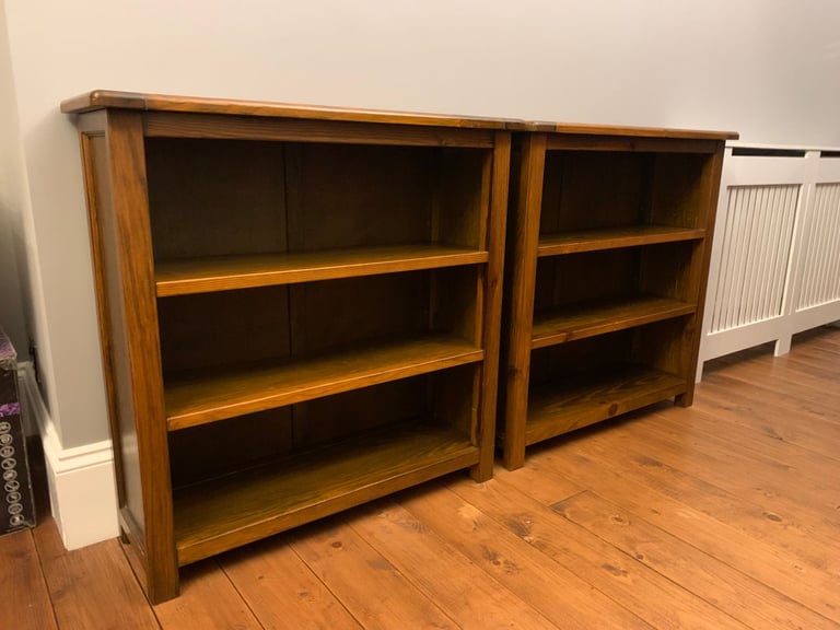 Low 3-Shelf Wooden Bookcases – excellent condition