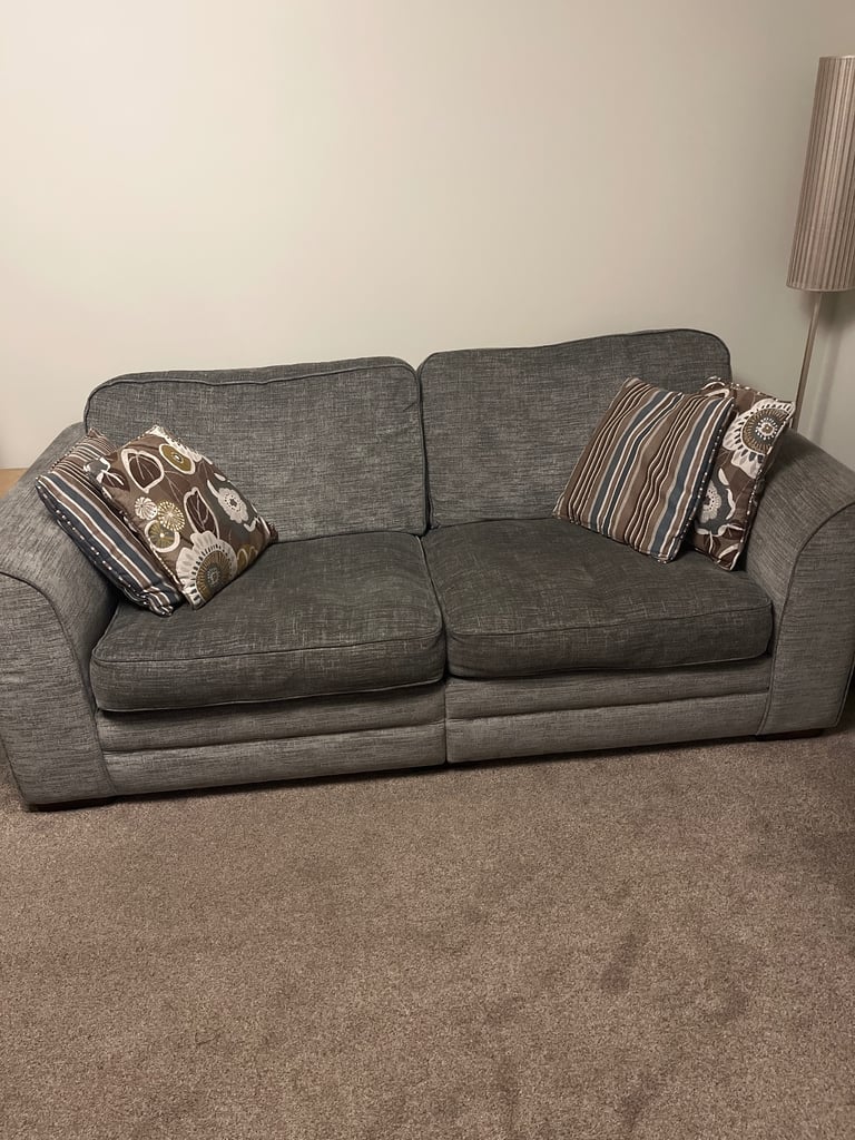 image for 3 seater grey fabric sofa x 2