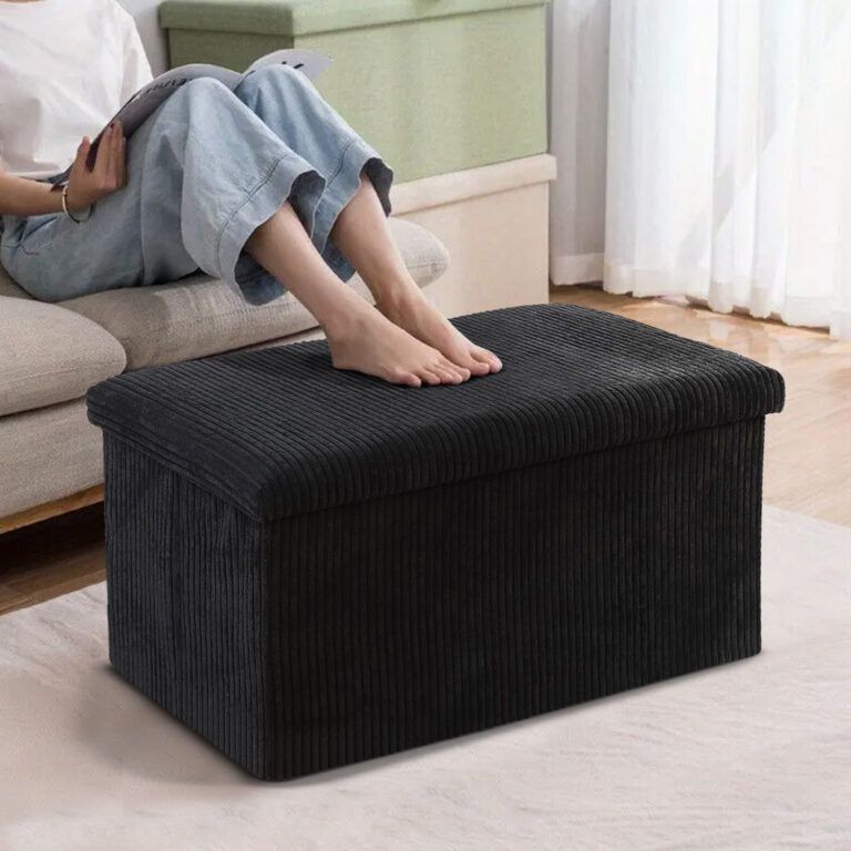 Large Fabric Ottoman Storage Box: Foldable Footrest, 78x38x38cm