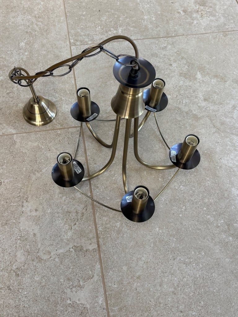 Antique Brass 5 bulb Light Fitting 