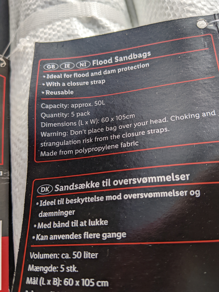 SANDBAGS-FLOOD BAGS, 2 DIFFERENT SIZES ALL NEW UNUSED.