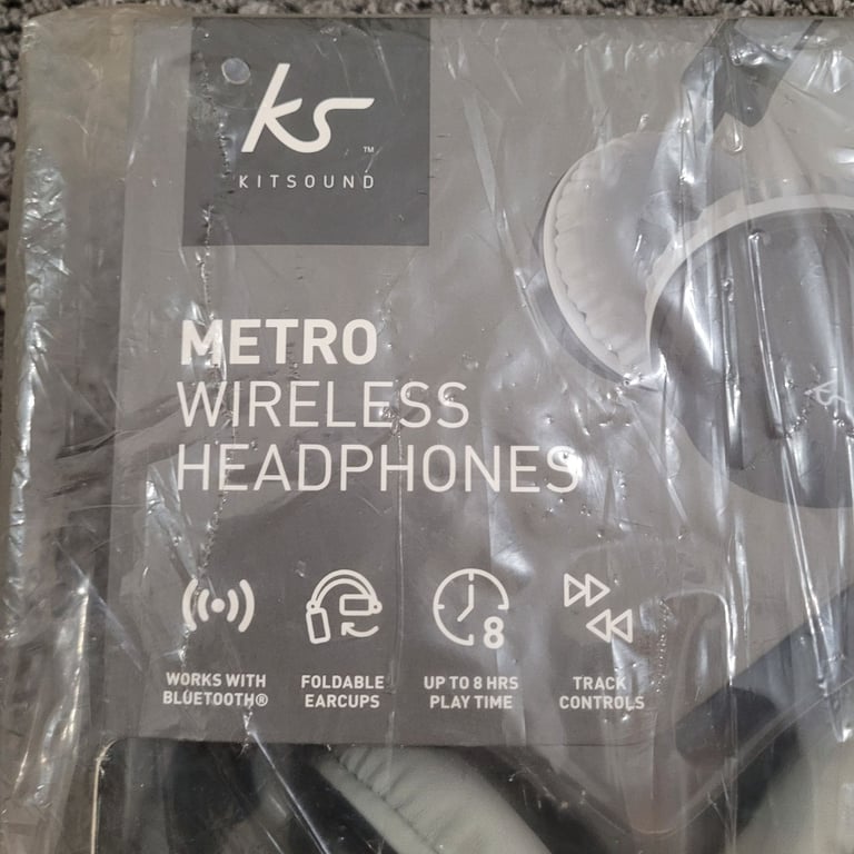 NEW SEALED Wireless Bluetooth headphones black & grey 