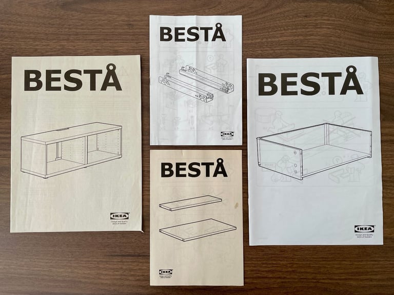 IKEA 2x Besta TV Bench/Stand/Cabinet with Drawers - Oak & White