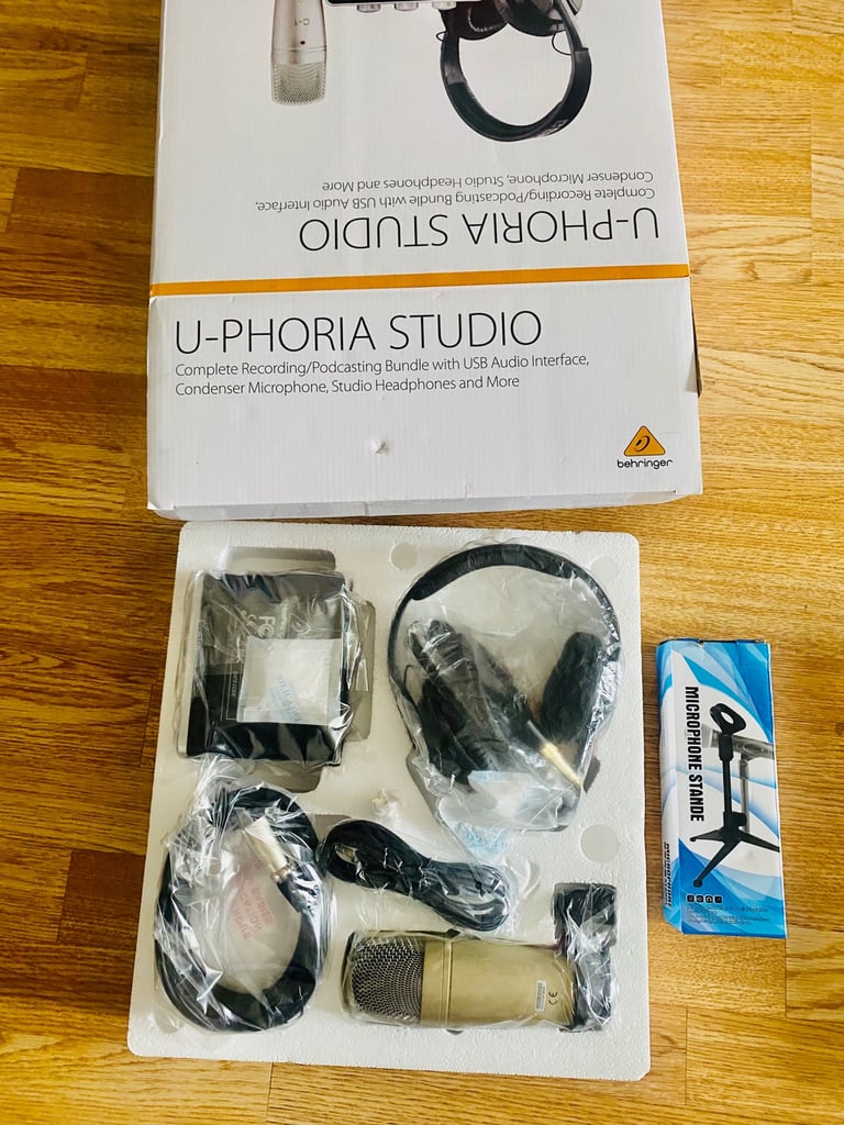 image for Behringer u-phoria studio podcast, music studio recording, microphone headphones bundle