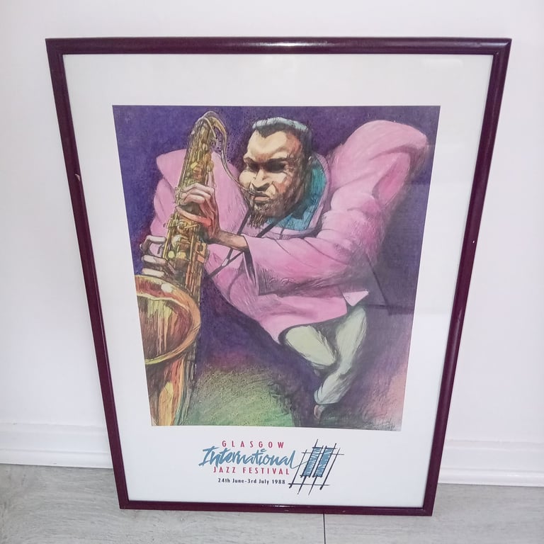 image for Vintage Framed Glasgow Jazz Print 1988