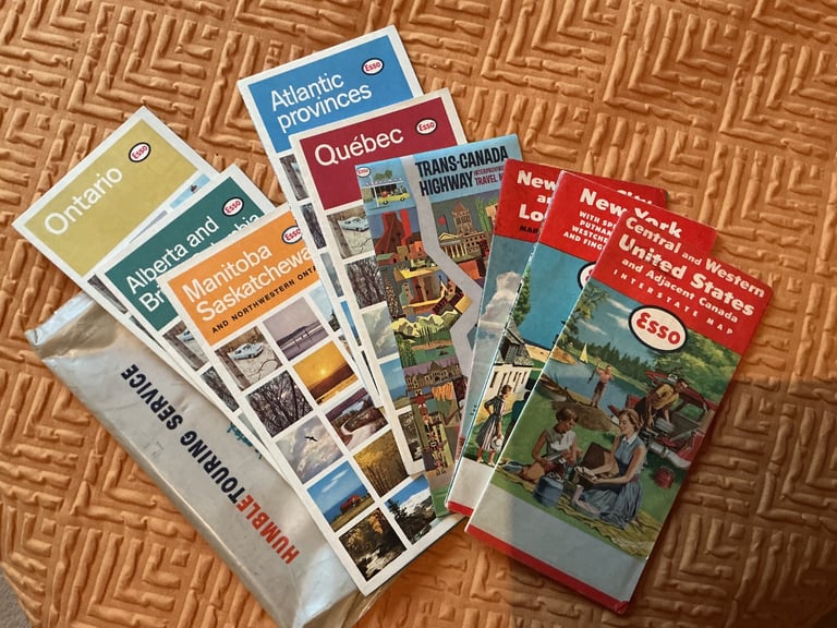 Vintage Esso USA /Canada 1940s/50s/60’s driving maps