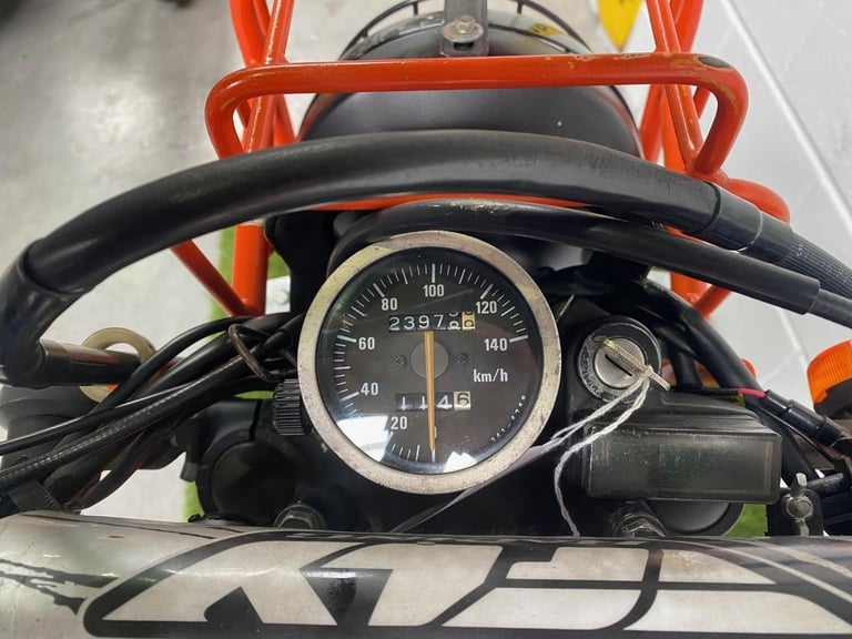 1998 JDM Suzuki DF200E enduro with large rack and headlight guard