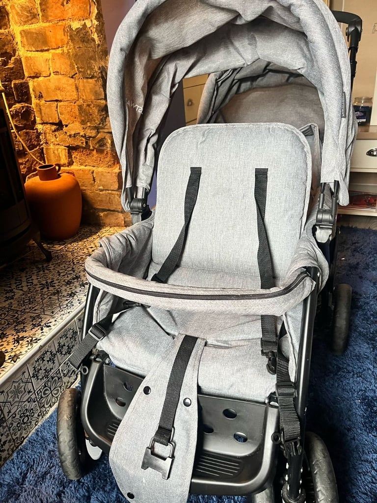 Gray twin pram for 25  and 2 PS4 games both 10 and brand new and dog or child sofa 55 