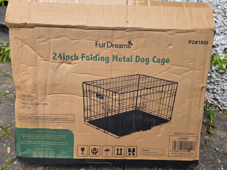 24 Inch Metal Dog Cage Crate Black