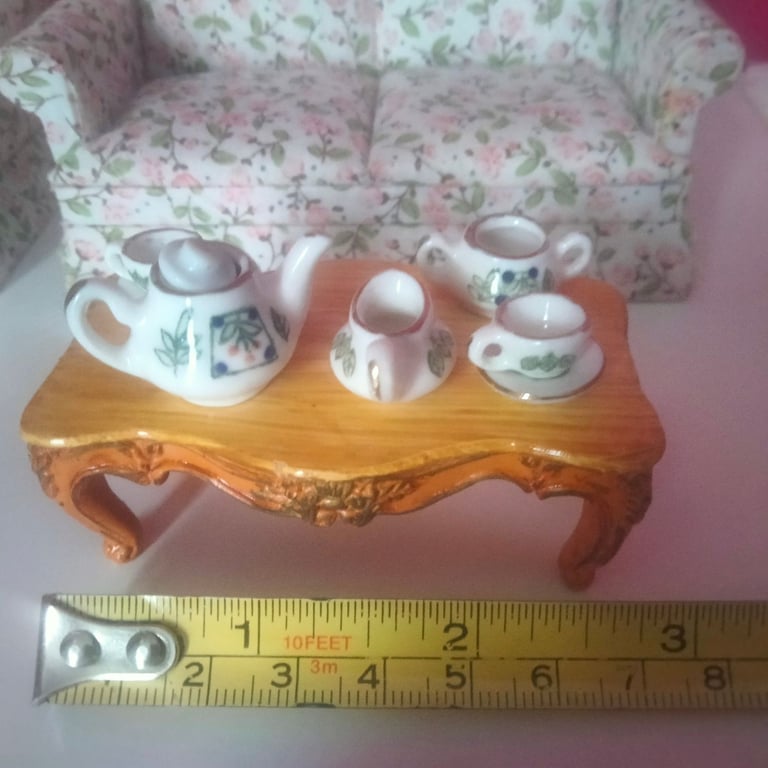 Dolls House Living room set of furniture including new cat still in packaging