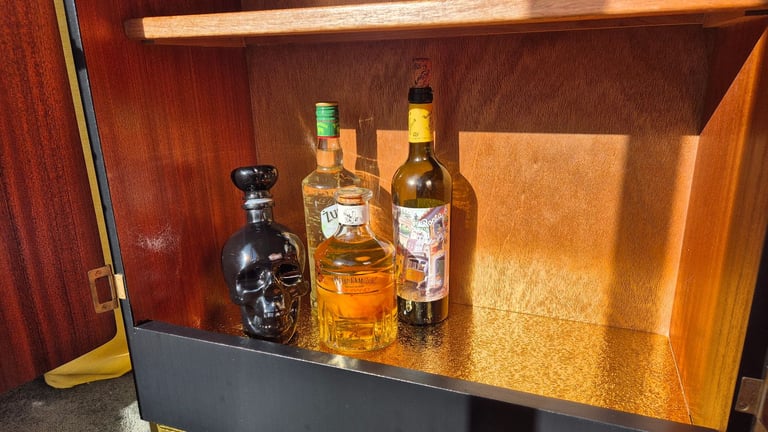 SALE - Unique art deco mid-century modern tall cocktail cabinet/ vintage drinks cabinet/ bar