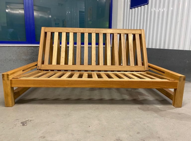 Solid Oak Linear 2 Seater Sofa Bed