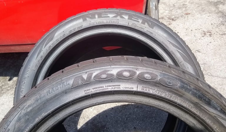 Pair of Nexen N6000, 205/45/16 tyres. 6/7 mils thread.