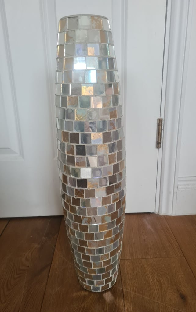 Mirrored mosaic tall vase