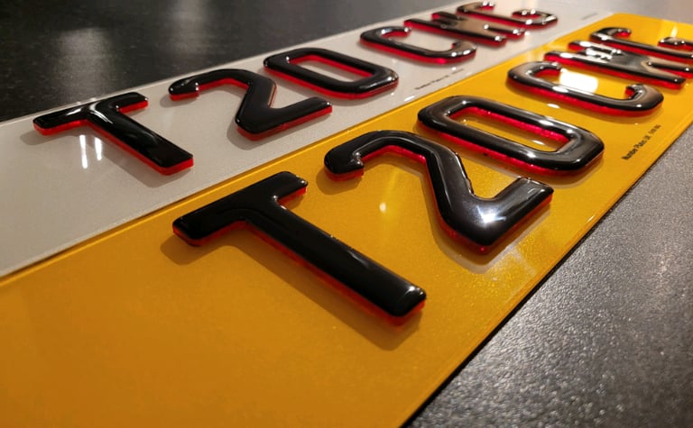 3mm Neon Red 4D Black Gel Car Number Plates  