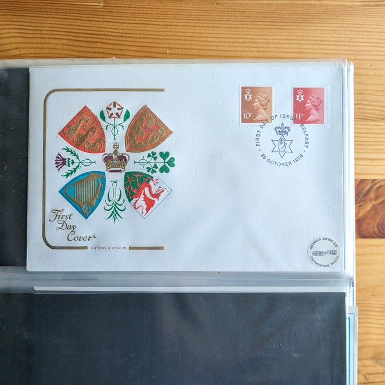 50p each 9x Stamp First Day of Issue covers - sorry, no coins in this ad