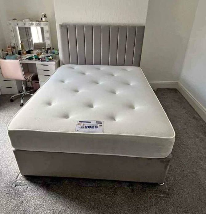 ELEGANT Double Divan Bed With Panel Line Headboard & Mattress ===== BRAND NEW C O D ~~