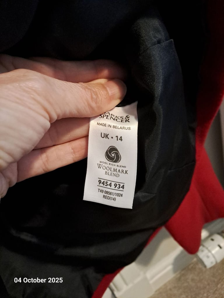 Marks and spencer red wool mix. 5% cashmere short jacket,  size 14