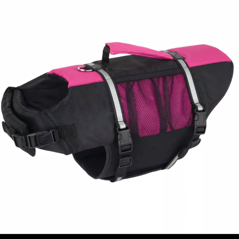Bunty Premium Dog Swimming Life Jacket Buoyancy Aid, Float, Vest, Adjustable (Pink & Black)