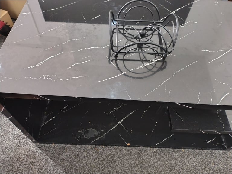 Sleek Black Marble styled Coffee Table - Good Condition
